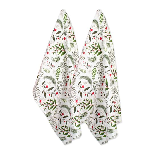 DII® Holiday Sprigs Printed Dishtowel Set